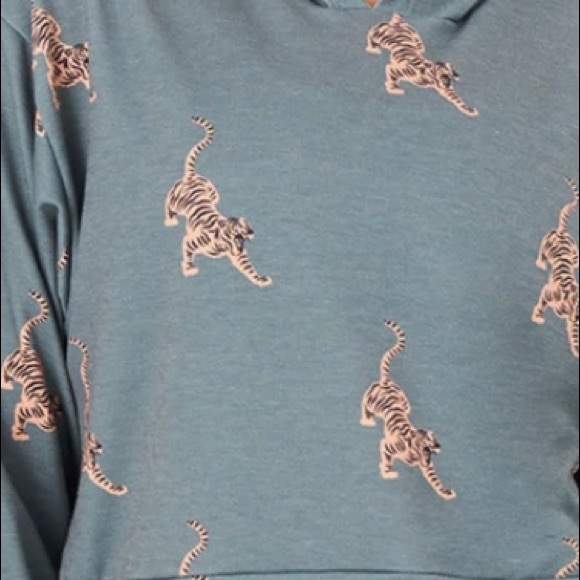 NWT Onzie tiger print cropped long sleeve hoodie and relaxed joggers set - Picture 2 of 16